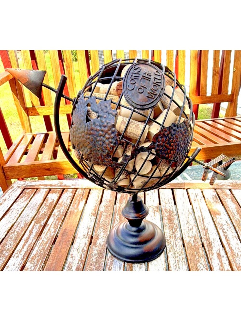 Corks of the World Metal Globe Wine Cork Holder Freestanding Kitchen Bar Décor